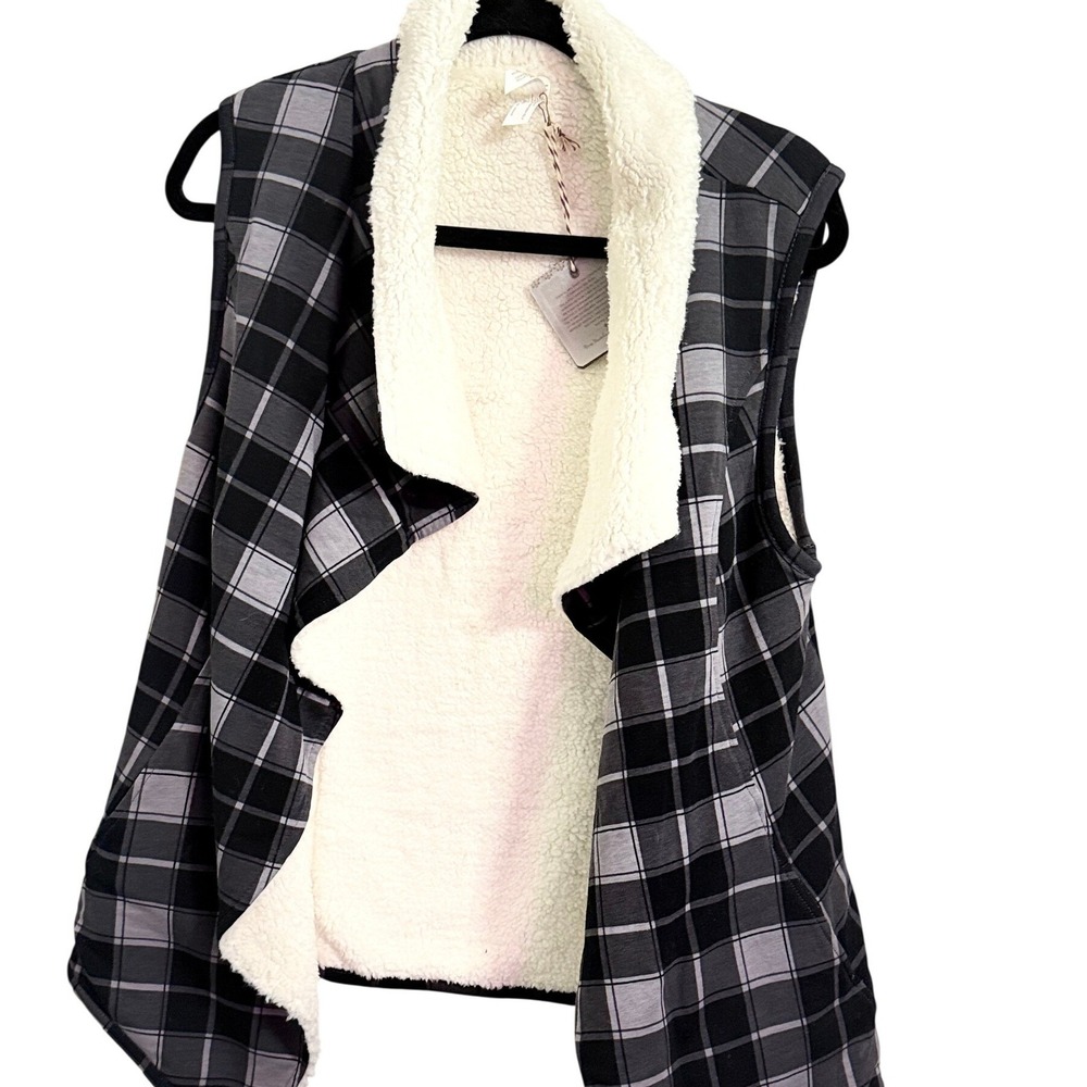 Matilda‎ Jane Plaid Sherpa Lined Sleeveless Vest Womens XS